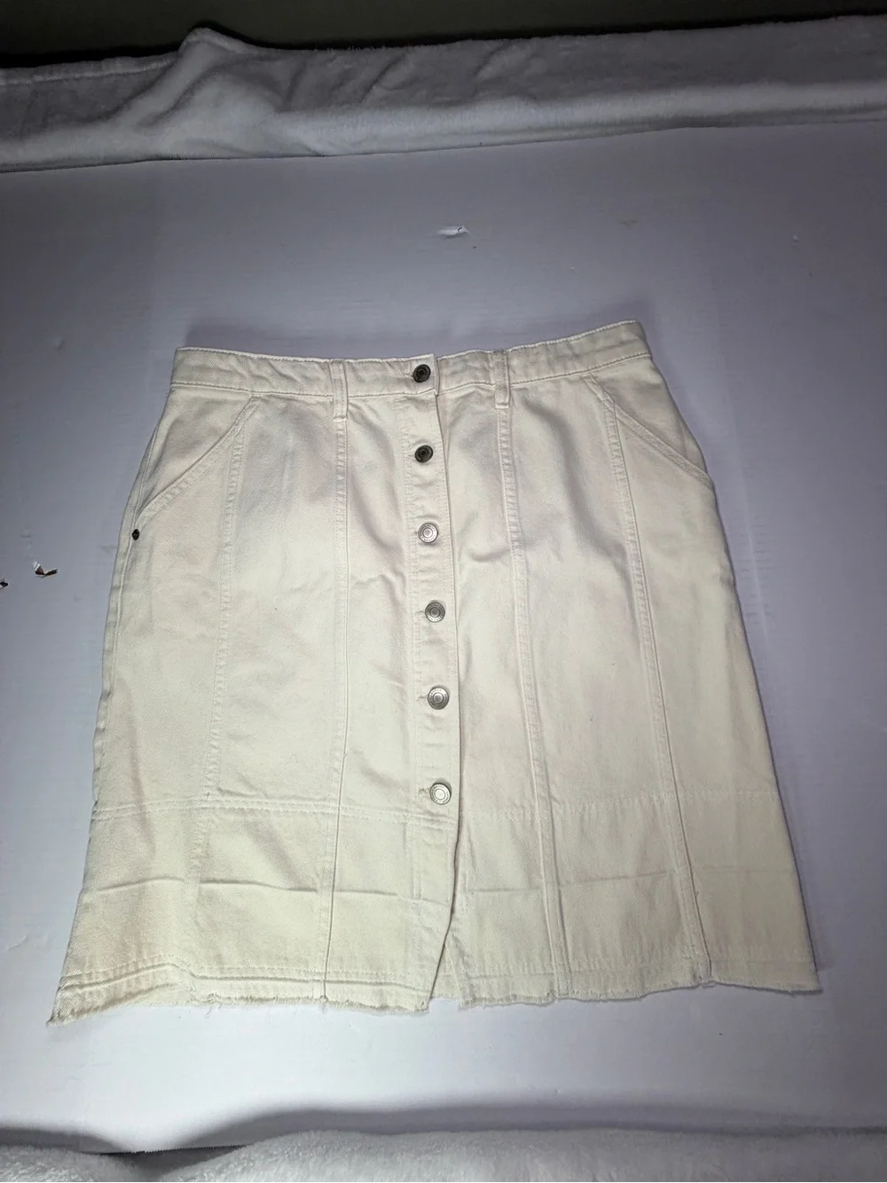 Lauren Ralph Lauren Cream Button-Front Denim Mini Skirt